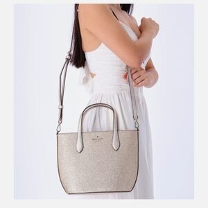 Kate Spade Glitter Glimmer Satchel Crossbody Bag in Gold NWT Holiday